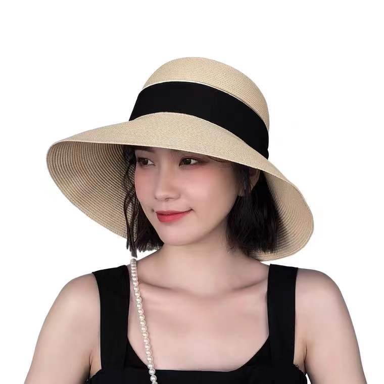 Instagram Straw Hat Women's Summer Foldable Beach Hat Face Visor Hat Bow Fisherman Hat Sun Hat Basin Hat Item Picture