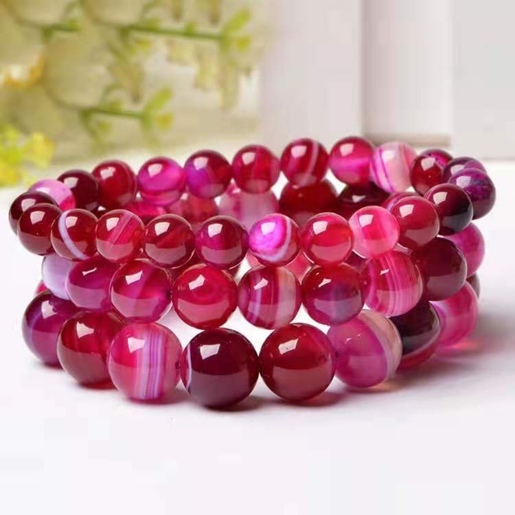 Natural gold thread red chalcedony agate bracelet, simple men's and women's single-circle round bead 6-12mm bracelet manufacturer batch details Picture