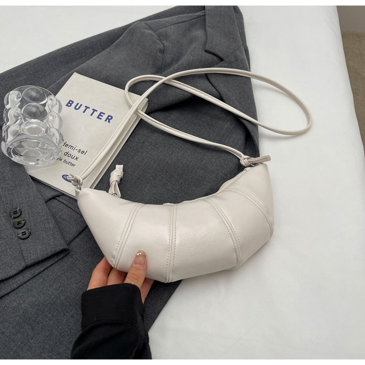 跨境外贸牛角包女包新款潮简约时尚斜挎饺子包百搭单肩箱包皮具男士手提包详情38