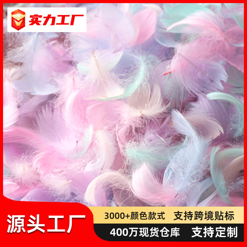 马卡龙彩色小羽毛小飘鹅毛婚礼节日活动舞台装饰礼盒填充材料批发