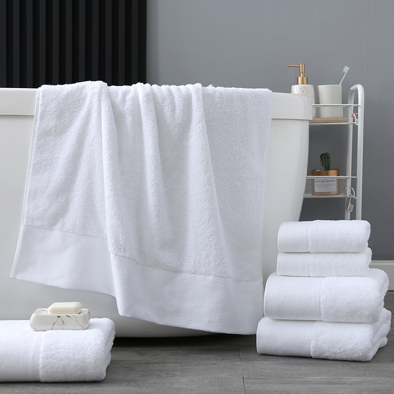 Gaoyang Pure cotton five-star hotel white bath towels enlarged and thickened platinum satin all-cotton beauty salon homestay Design logo Specification image
