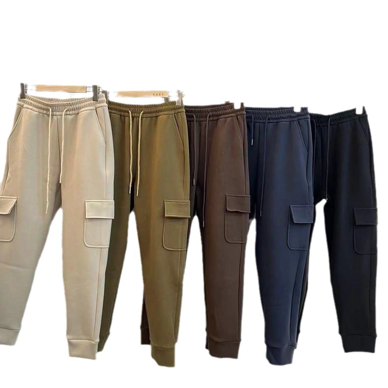 Nano fleece men's and women's same autumn and winter new windproof workwear pants with pockets, high-waisted tapered sweatpants and sport pants 6820 Item Picture