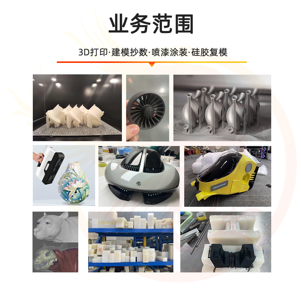 3d printing service SLA high-precision light-curing ABS nylon MJF metal SLM prototype production silicone film coating Application Scenario