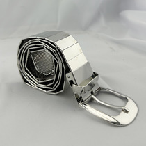Cross-border sales of all metal sheet belt personality hip hop metal mirror glitter wide gold silver self-defense belt