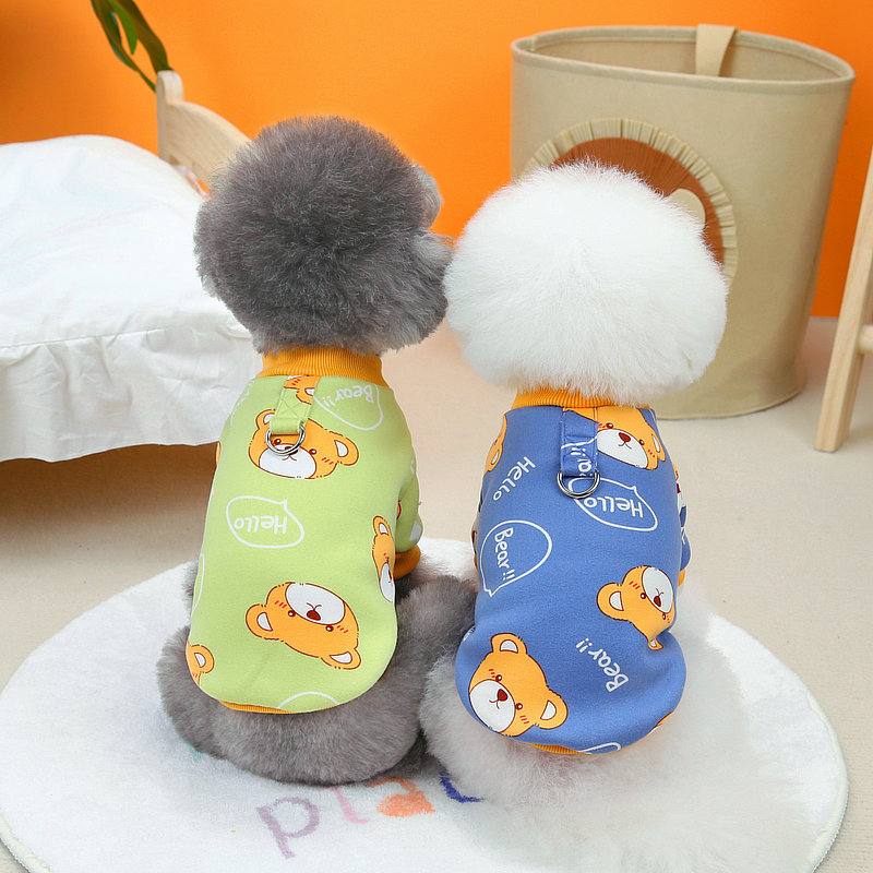 Dog clothes, lazy bear little hoodie, Teddy pet dog warm clothes, new clothing from Pet Valley, cute little dog hoodie
