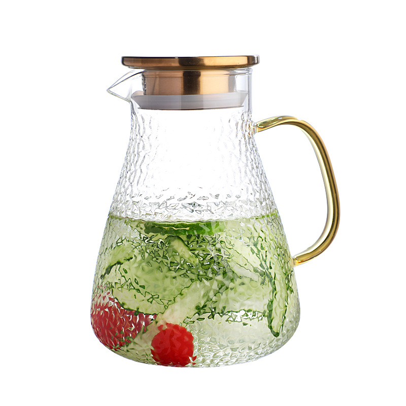 Caliente venta de vidrio resistente a altas temperaturas hervidor frío hogar verano gran capacidad hacer té tetera anti-caída martillo patrón botella taza de agua fría Item Picture