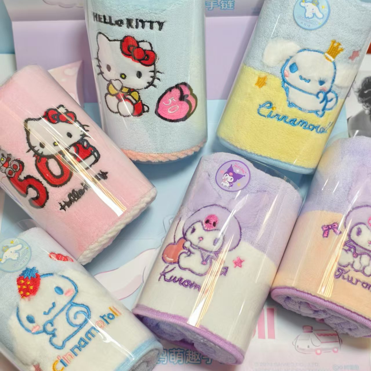 三丽鸥正版毛巾家用珊瑚绒洗澡吸水速干不掉毛可爱卡通儿童面巾