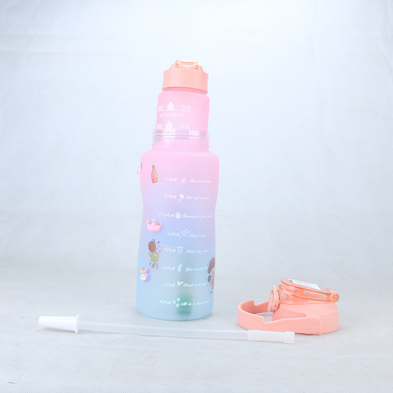 Large Capacity Foreign Trade Set Plastic Cup Strap Stickers Creative Internet Celebrity Personality Water Cup Break Resistant Korean Version Set Cup Application Scenario