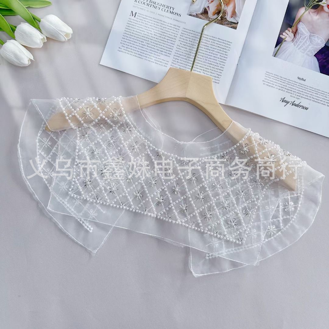 Hand-embroidered beaded collar fabric sticker decoration Specification image