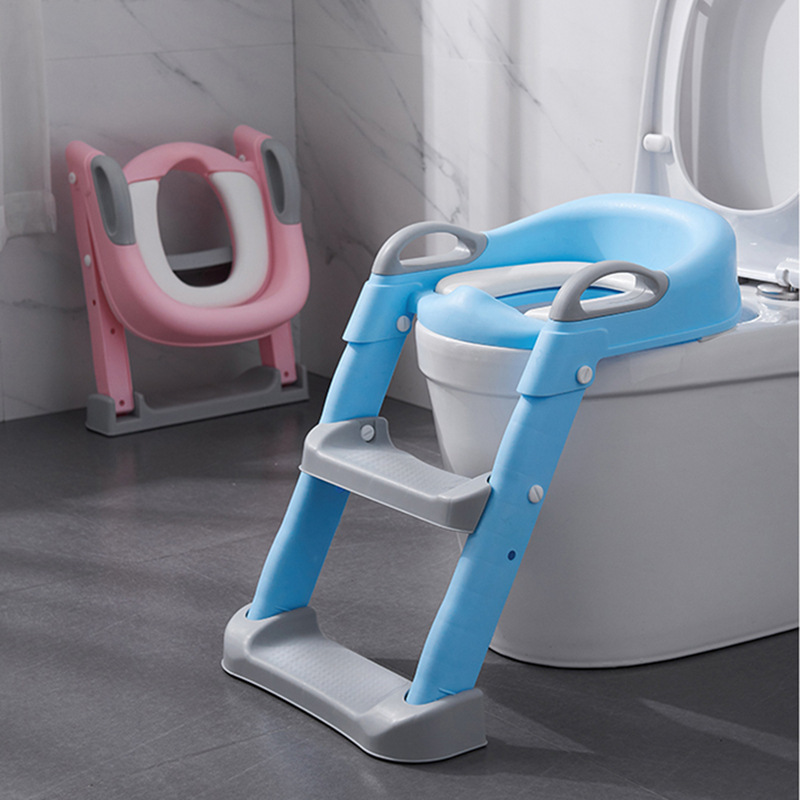 Children's toilet seat, ladder-type folding frame for boys and girls