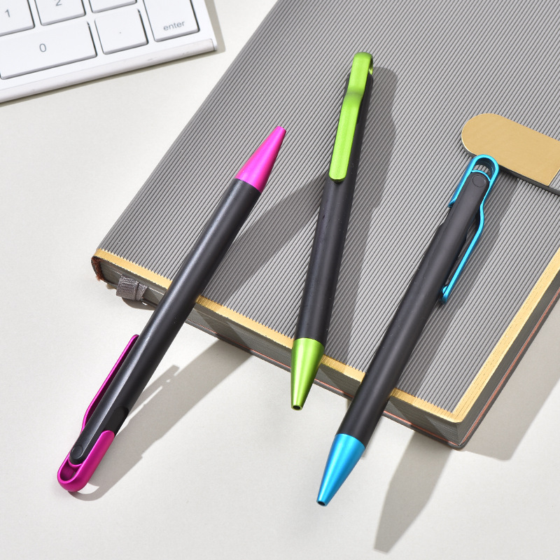 Can Print Logo Plastic Promotional Pen Press Color Rod Ballpoint Pen Wholesale Simple Creative Small Gift Manufacturers Supply Specification drawing