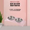 Candy-colored arched bridge-shaped stainless steel pet double-bowl pet dog basin from pet supplies factory details Picture
