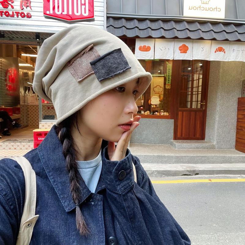 Go to Dongshankou for coffee ~ A casual and laid-back Japanese-style retro patchwork lazy person's pile hat, a thin spring and autumn postpartum hat Application Scenario