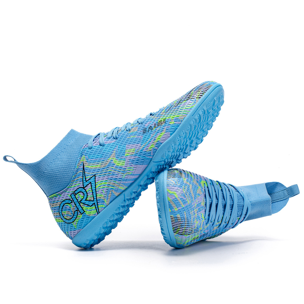 跨境新款高帮足球鞋男女AG长钉TF碎钉人造草地比赛足球鞋现货批发详情17