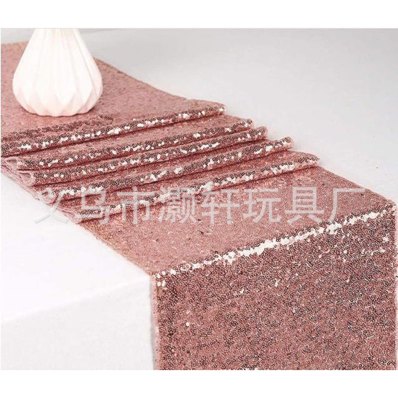 Bachelor party birthday rose gold champagne sequined tablecloth strips decorated tablecloth table flag full figure