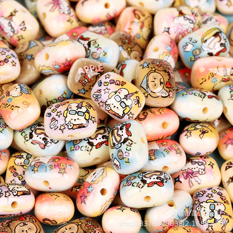 Cute dog bread beads, steamed bun beads, vertical hole acrylic beads, diy bracelet, mobile phone chain, head rope, accessories pic 2