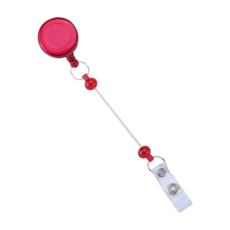 Cross-Border Card Telescopic Easy To Pull Button Diy Beaded Nurse Badge Card Key Chain Easy To Pull Wire Buckle Item Picture