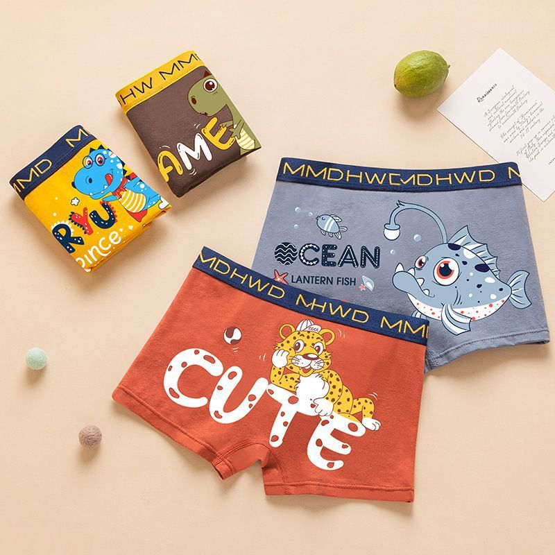 Children's Underwear Ulv Cotton Boys Four Corner Junior High School Pupils Boxers Boys Medium And Large Children Little Boys Cartoon Shorts Specification drawing