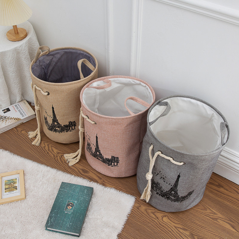 Eva Thick Printed Cotton Rope Double Storage Bucket Storage Basket Laundry Basket Storage Bucket Folding Dirty Clothes Basket Cloth New Application Scenario