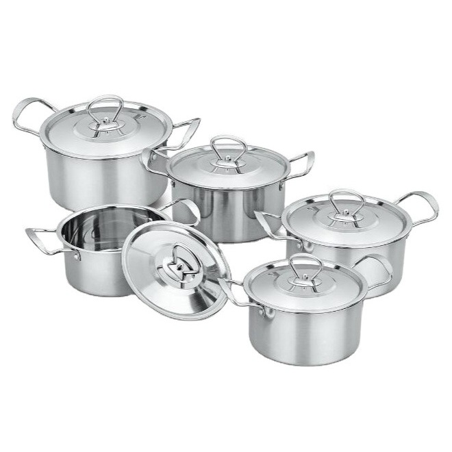 Chaozhou Hufa Factory wholesale export soup POTS, milk POTS, frying POTS, African and European stainless steel 3-piece and 6-piece sets of POTS