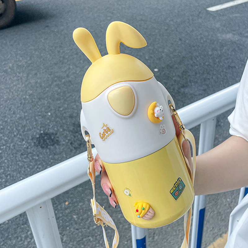 儿童保温杯女孩幼儿园带吸管水杯上学专用可爱杯子小学生水壶便携