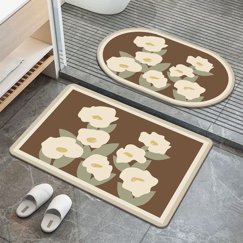 Sweet Flowers Diatom Mud Carpet Absorbent Floor Mat Bathroom Easy To Dry Foot Mat Toilet Can Be Hand-Washed Non-Slip Mat Door Mat Application Scenario