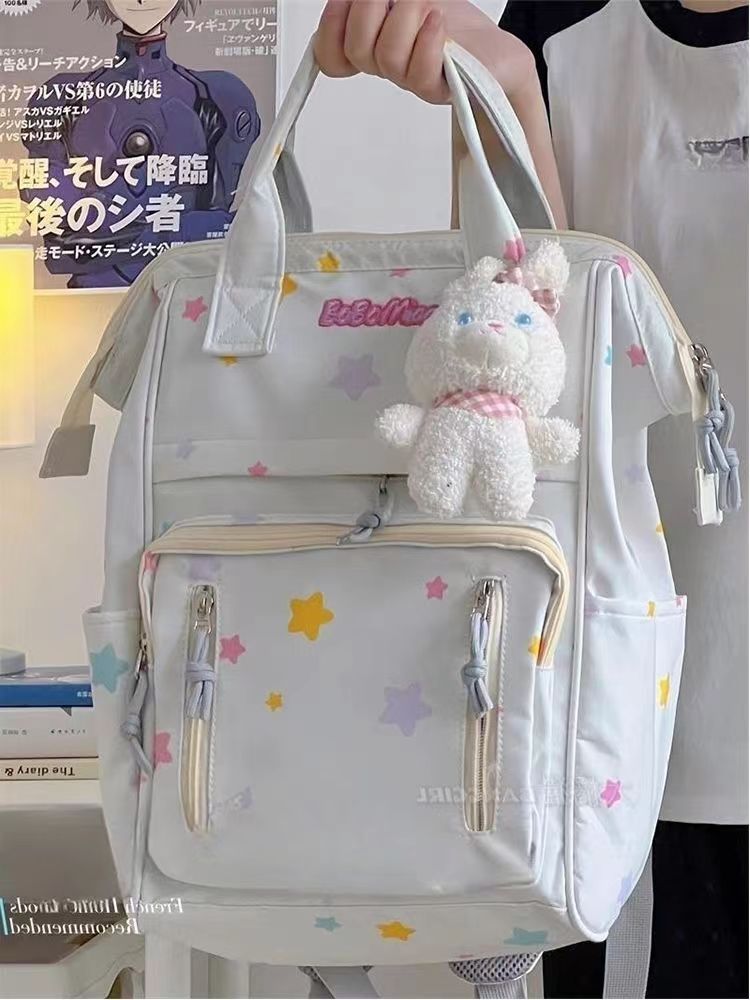 A Japanese-style inS-style schoolbag for a junior high school girl with a high level of appearance, a simple backpack for a trip, and a Korean-style hand-held backpack details Picture