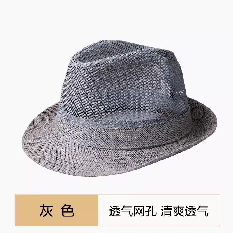 Summer Men's Hat Jazz Top Hat Sun Hat Straw Hat Mesh Hollow Straw Hat Summer Hat Breathable Mesh Hat Flat Brim Application Scenario