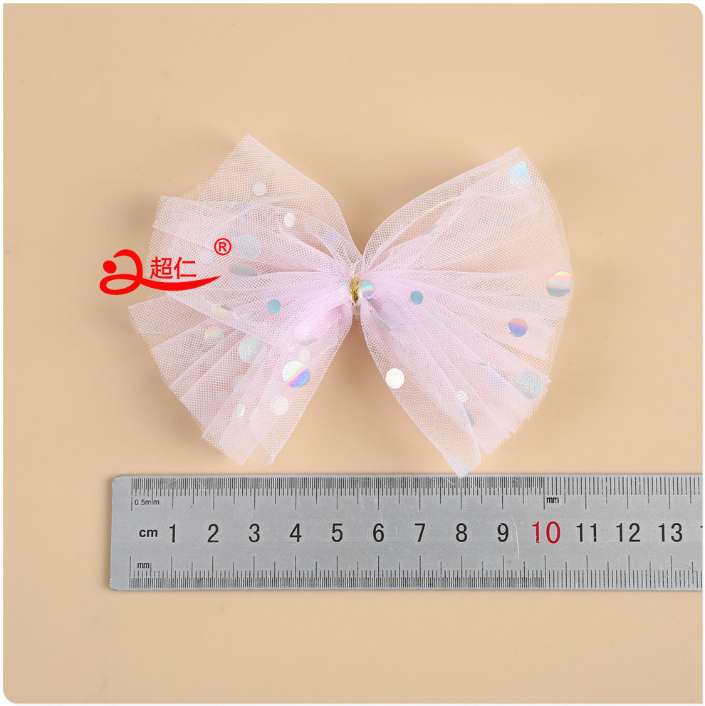 Hand-Made Bows Japanese And Korean Style Hair Accessories Gift Clothing Accessories New Mesh Polka Dot Sequin Bows Can Be Produced Item Picture