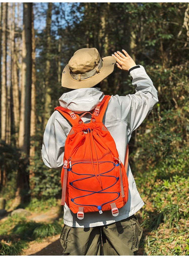 跨境双肩包男轻便登山包抽绳大容量户外旅行双肩包女大学生书包女详情14