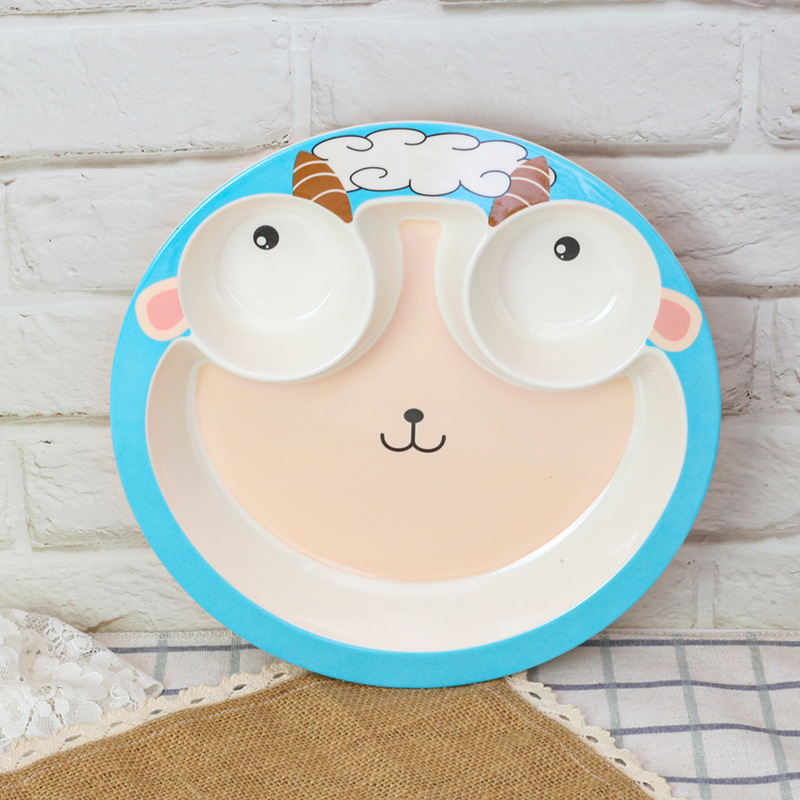 Cute Meal Smash Resistant Children's Dinner Plate Home Partition Plate Kindergarten Cartoon Melamine Tableware Complementary Food Partition Plate details Picture