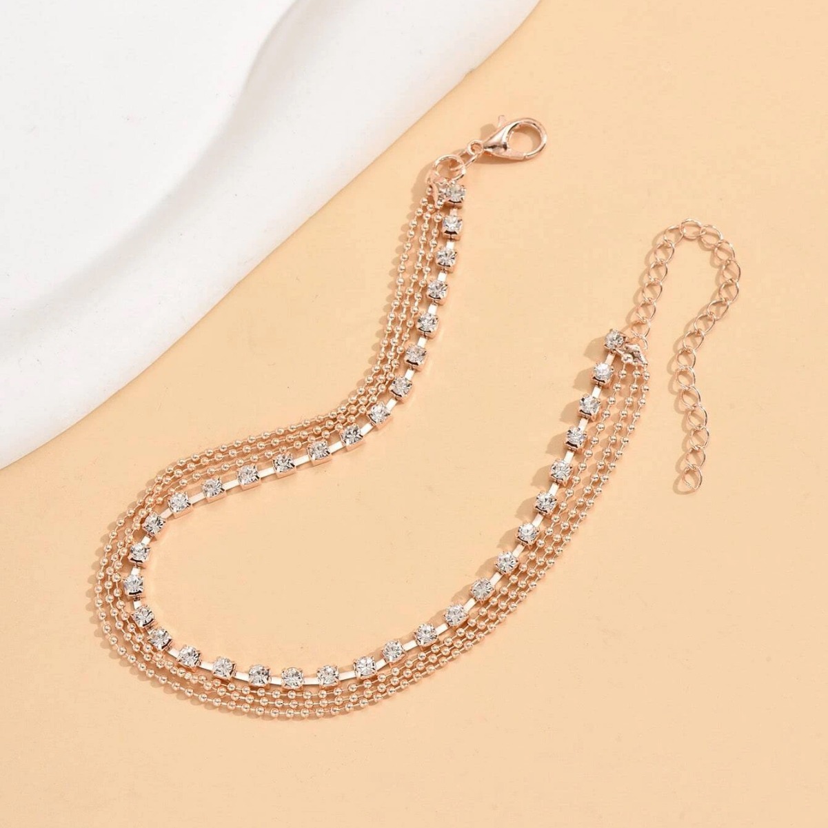 Middle Eastern jewelry bestsellers, new simple and elegant summer beach anklets for women, and personalized multi-layered bead chain accessories Specification image