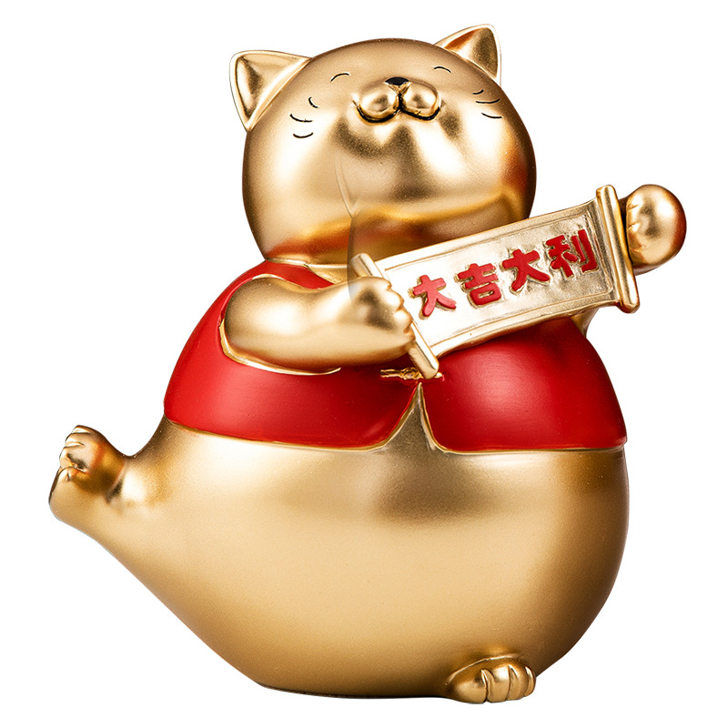 New Chinese-style creative resin cute cat maneki Neko figurines for office, home, entrance hall and living room decoration and display Item Picture