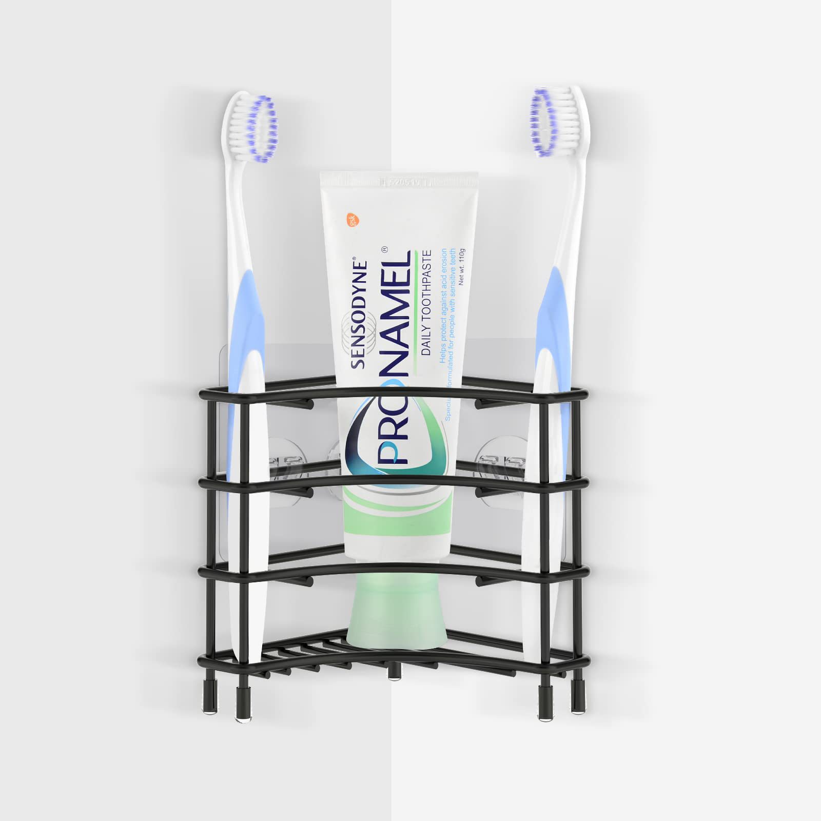 Wall-mounted toothbrush rack, no need for drilling, bathroom brushing cup storage, mouthwash cup, wall-mounted toothbrush cup rack, iron Specification image