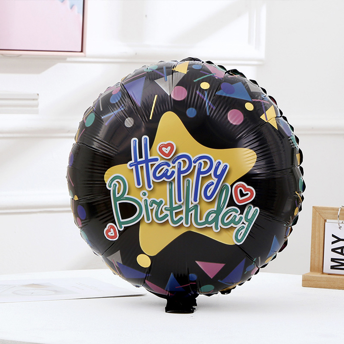 Cross-border English 18-inch round balloon aluminum film balloon powder blue birthday party balloon decoration and arrangement can float in the air