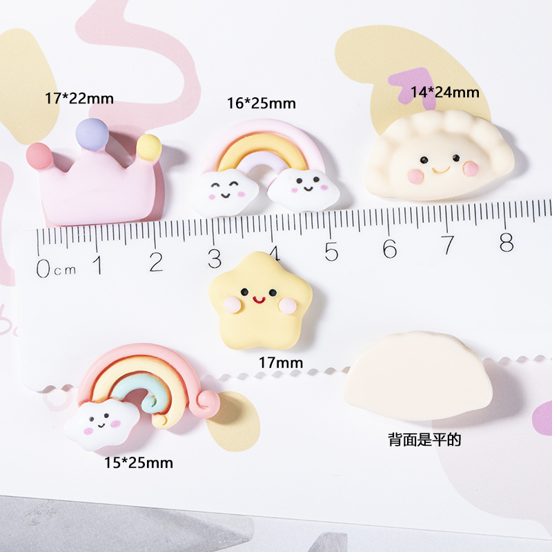 New Katong cute Rainbow star Dumpling resin accessories diy cream glue phone case patch accessory material details Picture
