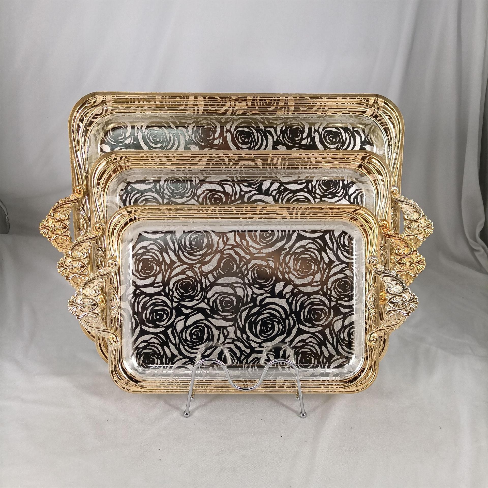 European Light Luxury Fruit Tray Snack Candy Tray Home Living Room Creative Cake Fruit Tray Plated Metal Iron Plate Specification drawing