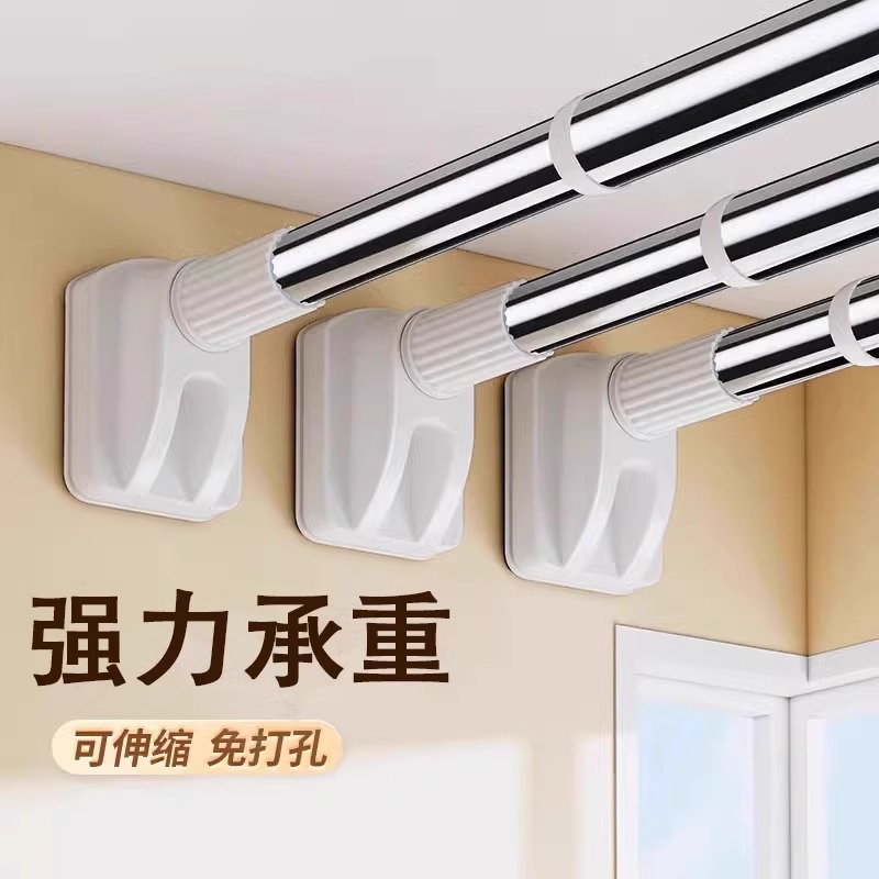 免打孔伸缩晾衣杆可伸缩安装阳台晾衣架窗帘挂衣杆卫生间晾衣杆