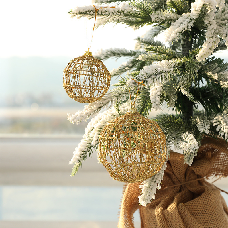 恒泰圣诞节装饰品金色圣诞球铁艺球六个装圣诞球圣诞树套餐挂件详情图2