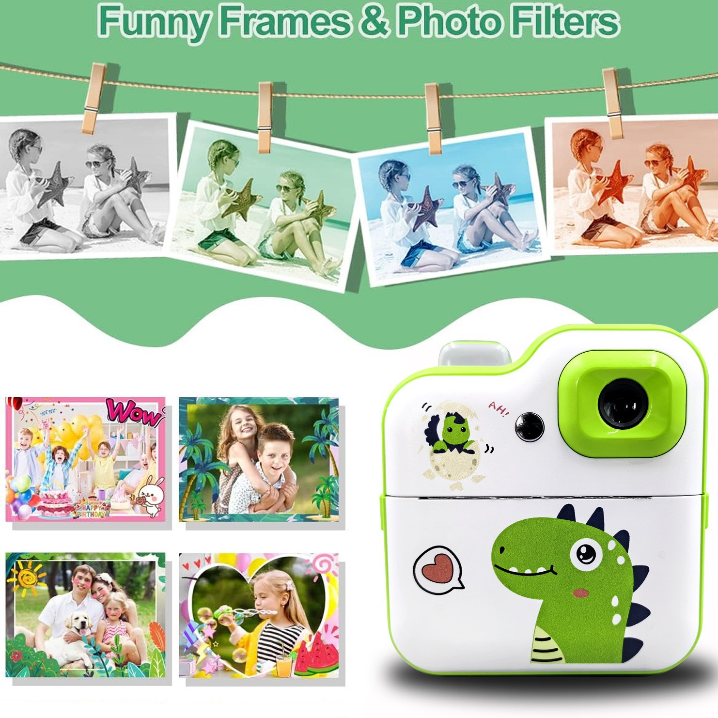 Cross-border foreign trade new Polaroid children's printing camera, digital camera, small single-lens reflex, high-definition cartoon toy gift details Picture