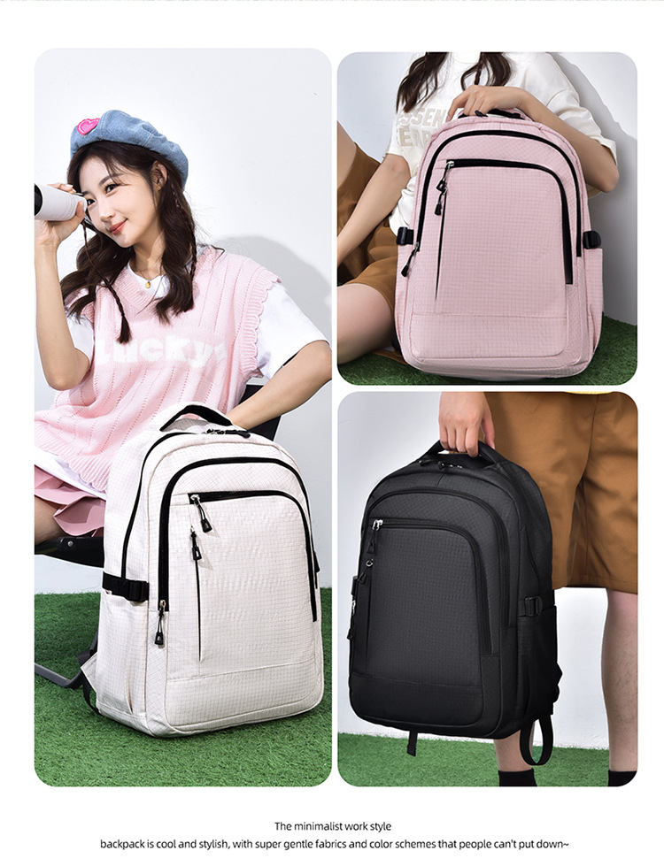 跨境单品双肩包书包背包学生大容量男女同款通勤时尚新潮韩版百搭详情4