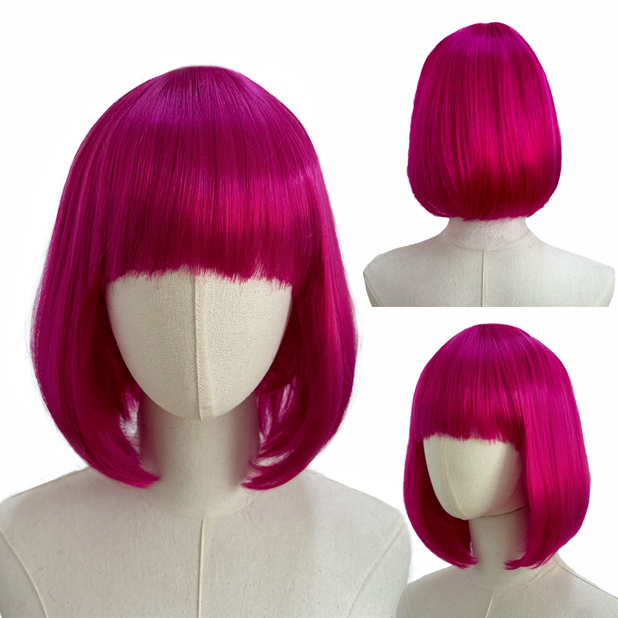 Cos动漫假发彩色短直发 工厂批发波波头彩色假发 学生头假发详情6