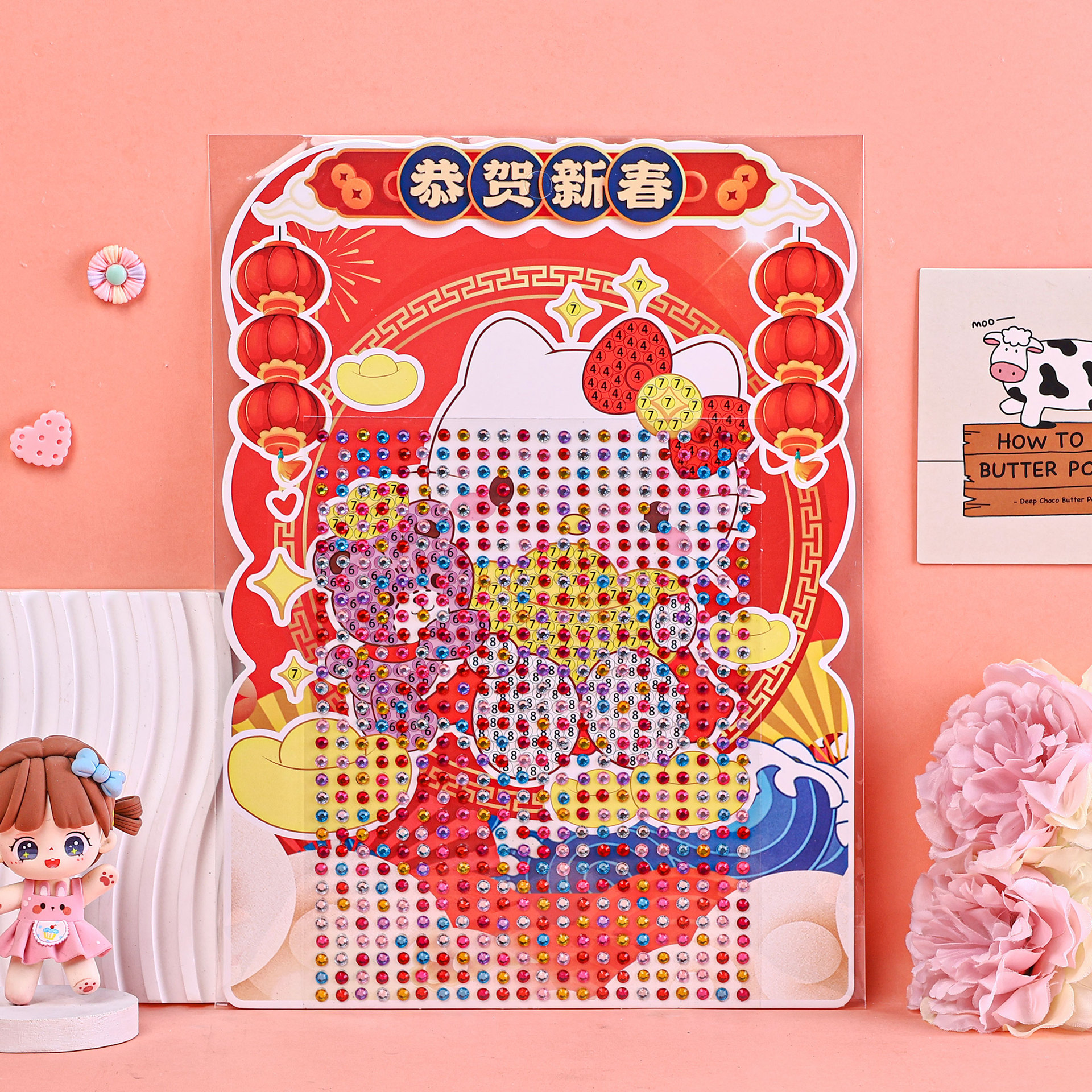 2024 New Year's Diamond Sticker Diy Sanrio Series Acrylic Sticker For Children Cartoon Shining Gem Sticker Application Scenario