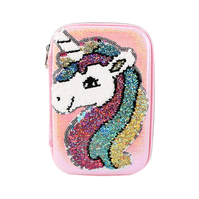 Cross-Border New Unicorn Glitter Eva Pen Bag Cartoon Large Capacity Student Pencil Case Creative Stationery Bag For Children Item Picture
