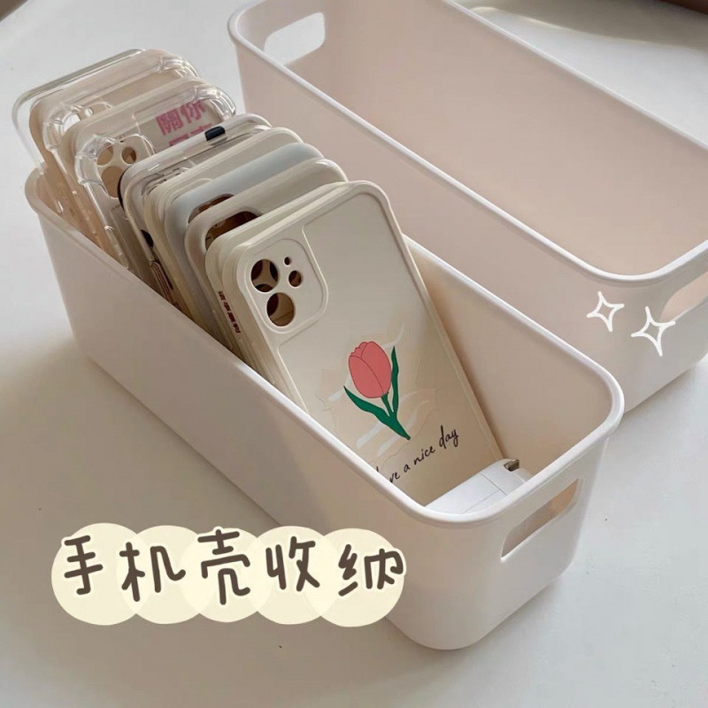 Simple and long storage box, phone case, ultra-narrow desktop, narrow-edge plastic storage box, manufacturer of girls' miscellaneous storage baskets Specification image