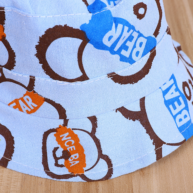 New Children's Hat New Outdoor Breathable Sun Hat Sun Block Hat Children's Cartoon Printed Fisherman Hat Baby Hat Specification drawing