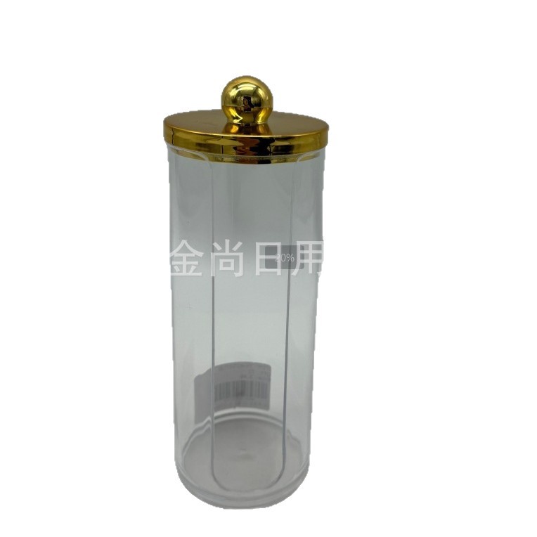 Large long cylindrical storage box, cotton pad storage jar, bamboo and wood lid, electroplated lid, transparent lid, makeup brush storage box Item Picture