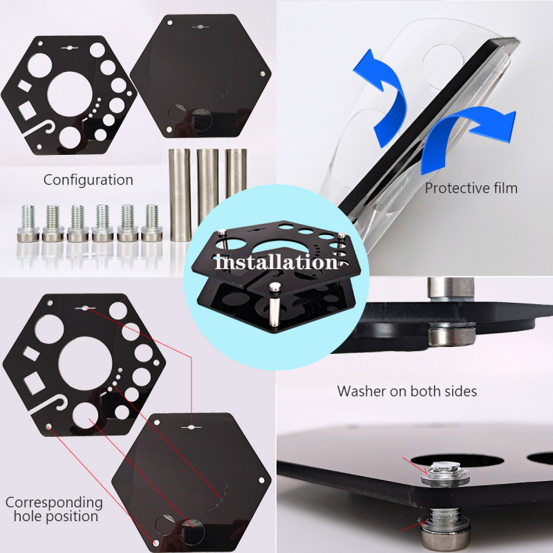 New 19-Piece Stainless Steel Shaker Cocktail Set Rotating Hexagonal Acrylic Bar Set details Picture