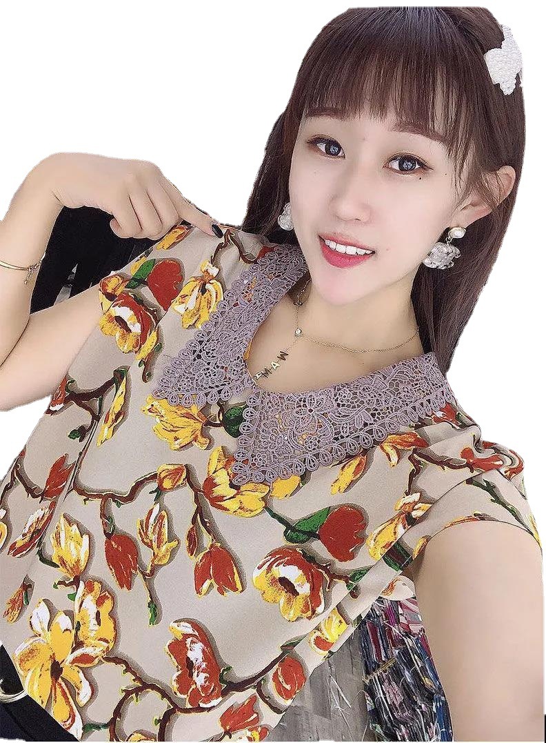 Short-sleeved chiffon shirt, a new style of fashionable and trendy women's wear in 2022, with a potbelly cover and a stylish large-sized women's top Item Picture