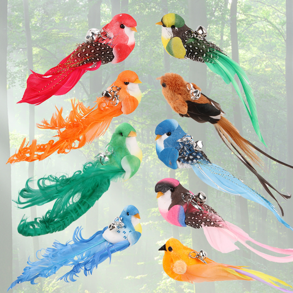 Z新款猫玩具羽毛逗猫棒飞鸟铃铛替换头解闷逗趣宠物用品厂家批发